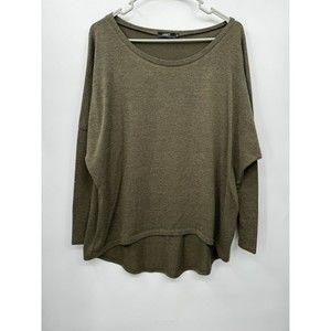 UGET Army Green‎ Long Sleeve Jewel Neck Hi Lo Over-Sized Casual Top Size M